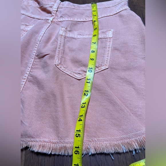 Pilcro Pleated Peach Orange Denim Mini Skirt Raw Hem Women’s Size 8 NWT - Picture 9 of 10